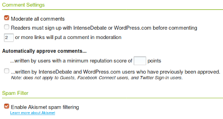 Intensedebate settings