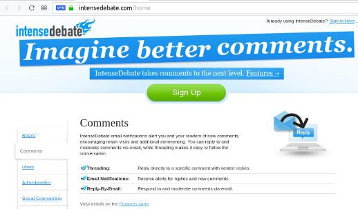 Intensedebate Home Page