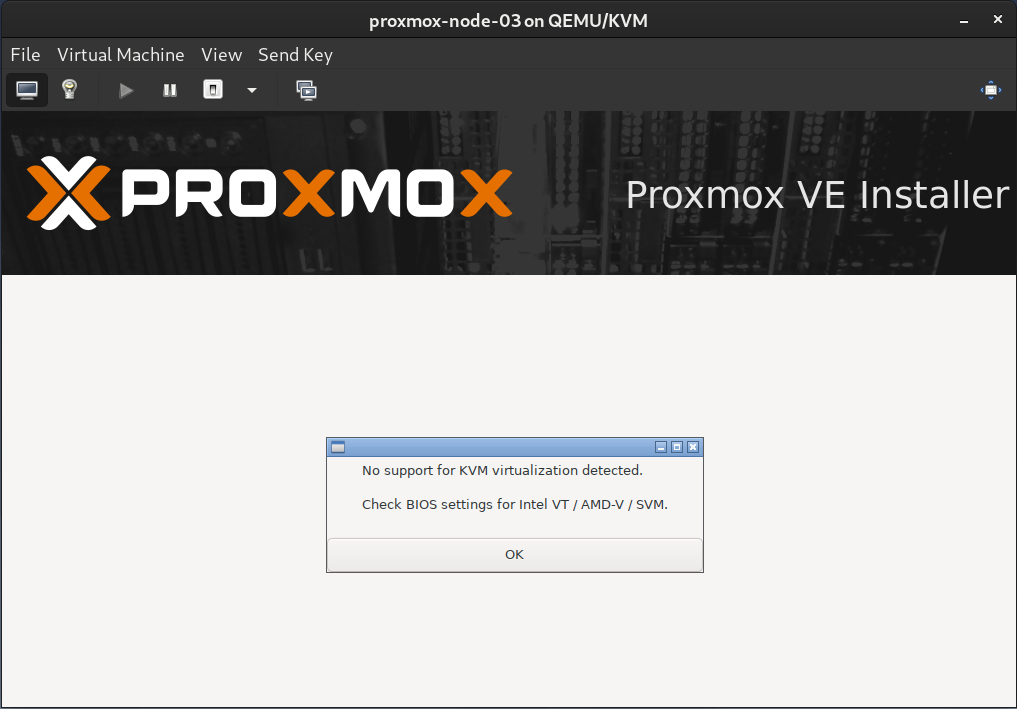 Proxmox virtualization not supported