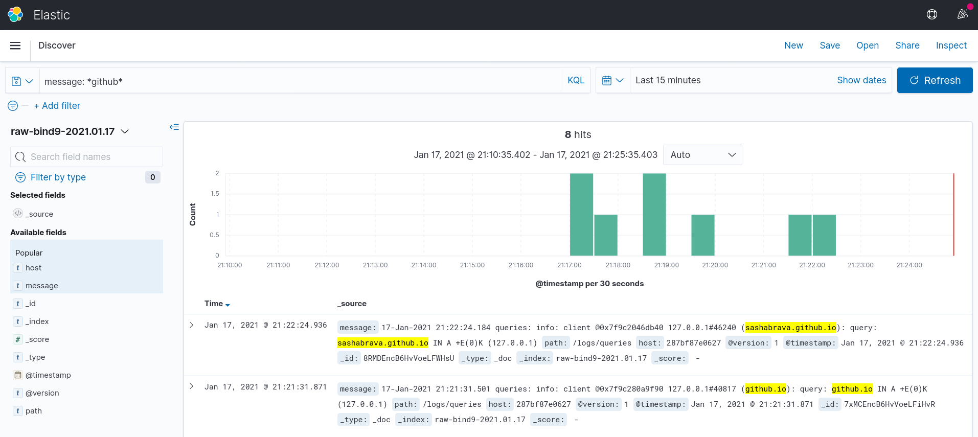 Kibana discover filter